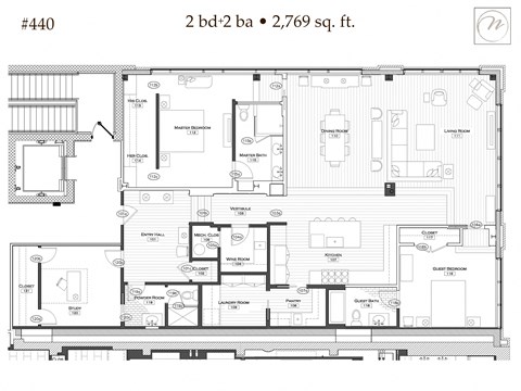 Floor plan for 2 beds, 2 baths, 2769 sqft